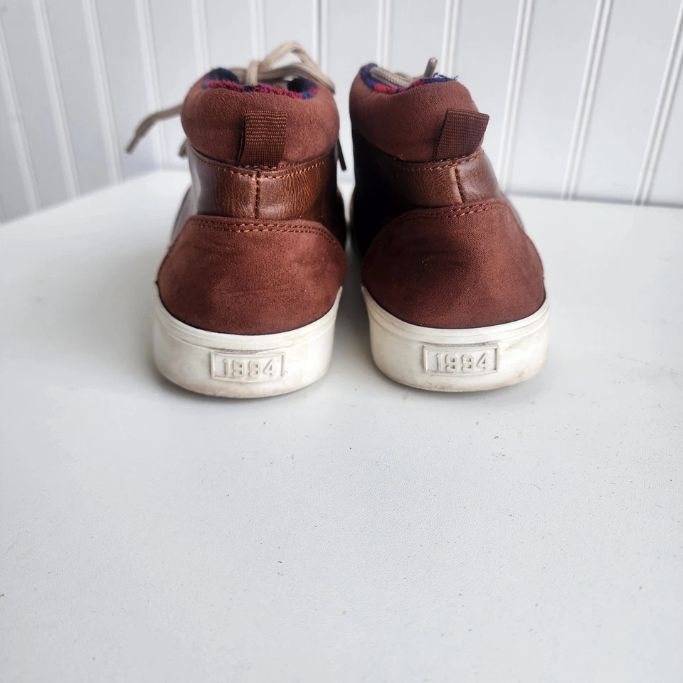 Old Navy Midtop Kids Boys Brown  Faux Leather Casual  Sneakers Shoes Lace Sz 6 - Image 4 of 4