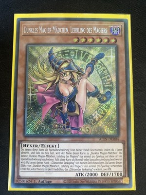 Yu-Gi-Oh Secret Rare Dunkles Magier-Mädchen, Lehrling des Magiers ALIN-DE004 NM