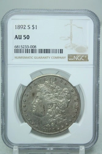 1892-S Morgan Silver Dollar $1 NGC AU50 #3008