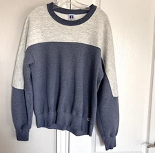 Vintage Russell Athletic Sweatshirt 90s Colorblock Y2K Mens L Blue Gray