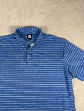 FootJoy Polo Shirt Mens X-Large Blue Black Striped Performance Golf Shirt Sleeve