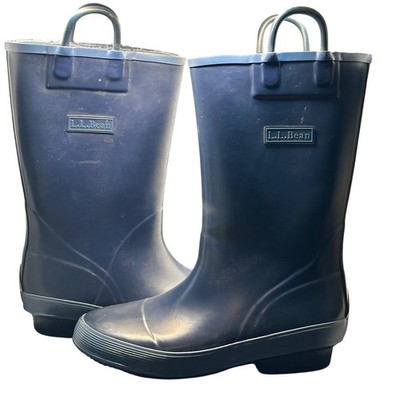 L.L.Bean Kids Navy Blue Rain Boots with Handles Size 3 Childrens