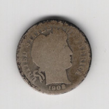 1908 D BARBER DIME 90% SILVER DENVER MINT $0.10 UNITED STATES OF AMERICA SILVER
