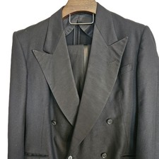 1930's 1940's VintageDouble Breasted Tuxedo Peak Lapel Suit 4x1 Size 40R 34x29