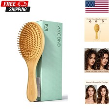 Bamboo Paddle Hairbrush with Bamboo Bristles for Massaging Scalp