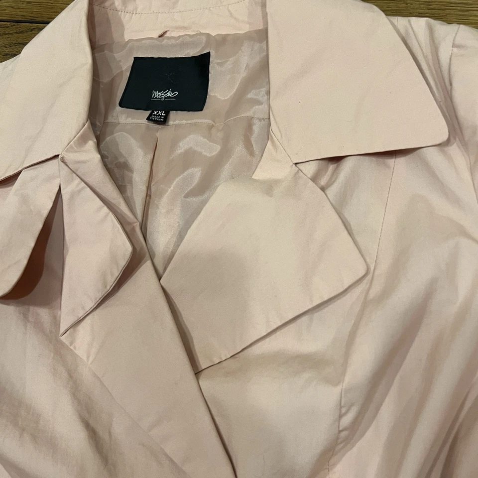 Женский размер Xxl двойной груди Тренч дождевик подпоясанный розовый ремень с подкладкой 2xl - Изображение 3 из 4