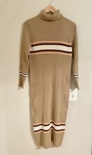Free People Women’s Sport Stripe Sweater Dress, brown, Medium- EUC