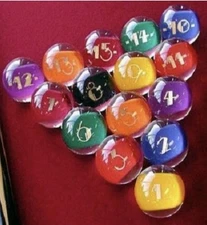 ROCCO Style Clear Pool Balls Gold Print 2.25" Diameter 4.5OZ  EPC-1041