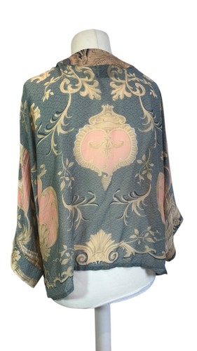 Giacca kimono galleggiante cento stelle copricostume floreale piccolo 10 12 boho arty - Foto 2 di 24