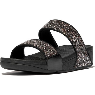 Fitflop Lulu Damen-Sandalen 2-Bar Glitzer Polyurethan schwarz/mehrfarbig