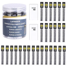 Lifreer 0.9 mm lead refills (680 Pcs), Unbreakable 0.9mm lead pencil refills ...
