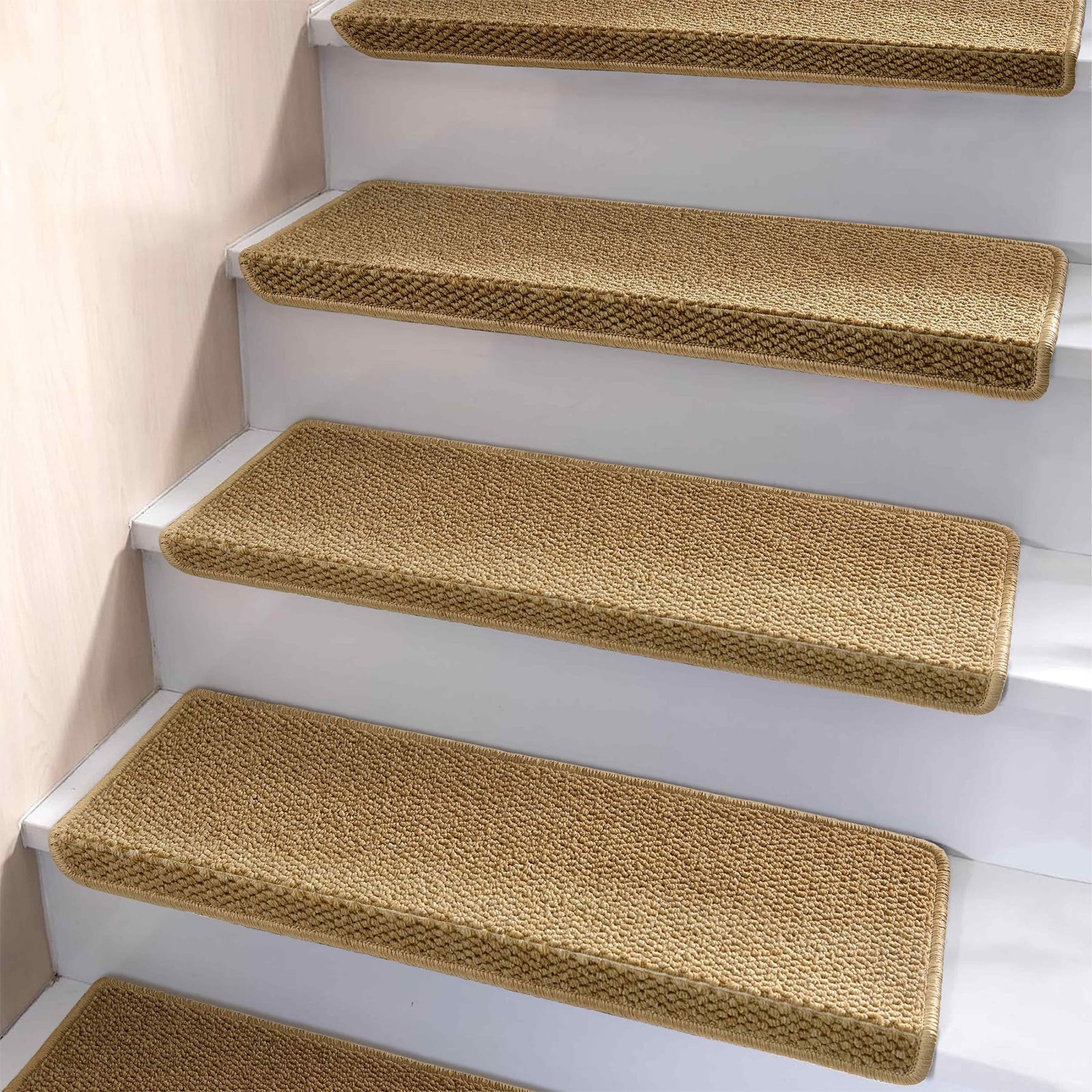 Non-Slip Bullnose Carpet Stair Treads for Indoor Wood Steps