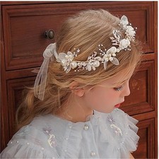 Bohemian Bridal Pearl Flower Wreath Head Hoop Girls Spring Garland Headdress