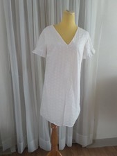 Ann Taylor Loft Short Length White Eyelet Dress Size 8 Short Sleeve 