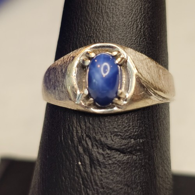 #ad #ad Vintage Linde Star Sapphire Ring 10K White Gold Mens MCM Size 7.5 Blue $299.99