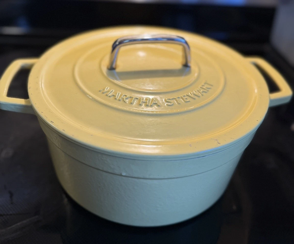 Dutch Oven With Lid Martha Stewart Collection Cast Iron Yellow Enameled 6 Quart