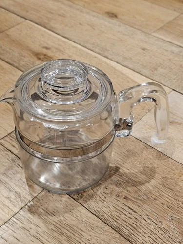 Vintage Pyrex Flameware 7759B Glass Coffee Pot And Lid