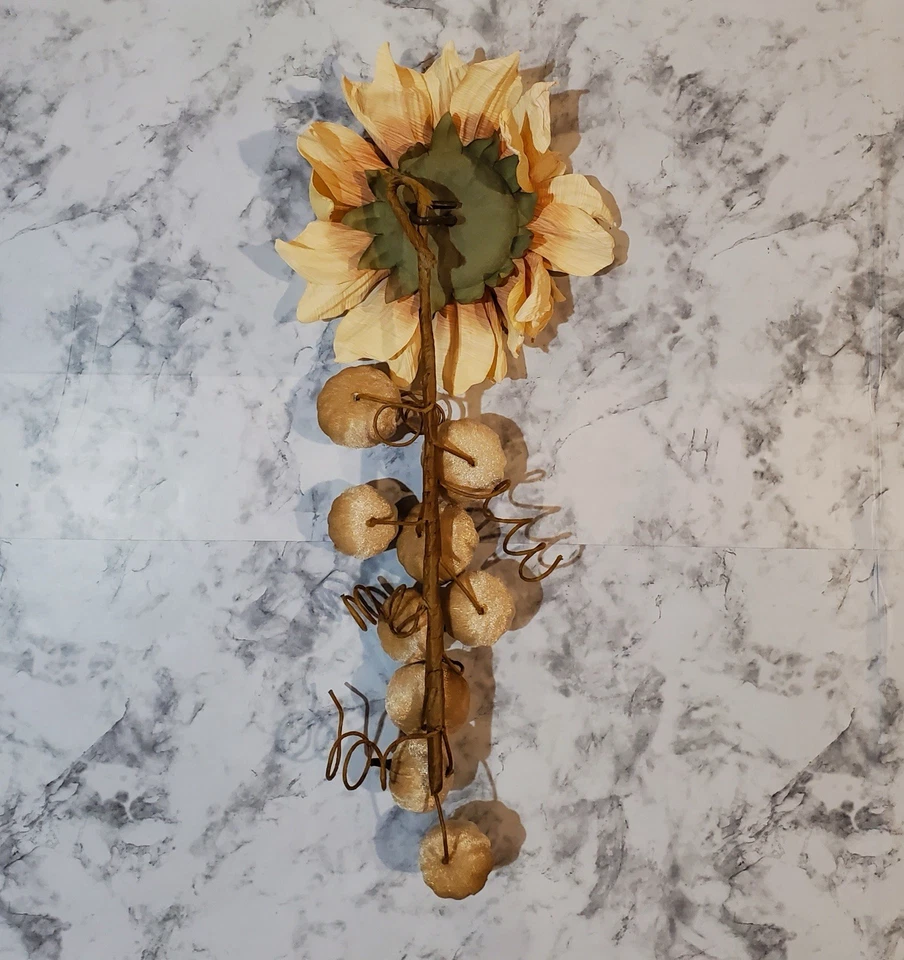 "Flores artificiales de girasol Dry Look Harvest con tallos de calabaza de 22"" pulgadas" Decoración Foto 4 de 4