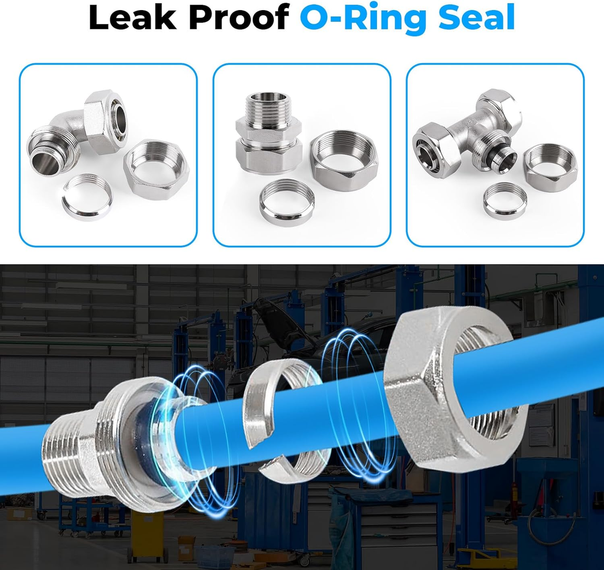 120-Foot Compressed Air Line Kit – 3/4” HDPE-Aluminum-HDPE Hybrid Piping, Includes Fittings, Cutter, Clamps, And Teflon Tape For Shop Air Systems