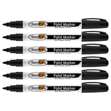 Thornton's Art Supply Oil-Based Paint Marker, Fine Point, Black Ink, 6 Count