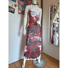 Save The Queen 'Frida Kahlo' Vintage Slip Mesh Dress in Size M.
