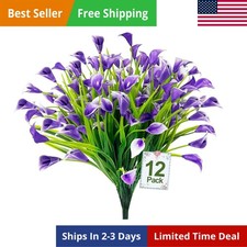 12 Bundles Artificial Flowers for Outdoors Fake Flowers Plants Spring Decoration