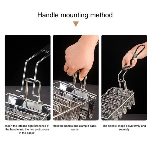 Taco Fryer Basket 4 Shells Stainless Steel Detachable Handle Convenient Use UEE - Picture 3 of 24