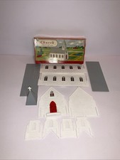 Vintage Plasticville USA Church Kit HO Scale   Incomplete w/ Box   Bachmann