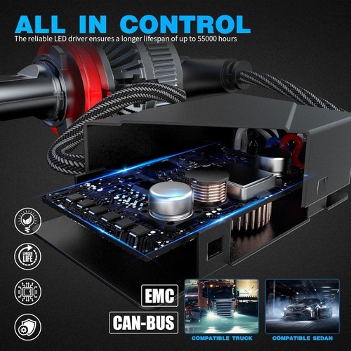D-Lumina H8/H9/H11 (12V-24V) LED Headlight Bulbs, 130W 26000LM 6000K Canbus LED - Picture 7 of 9