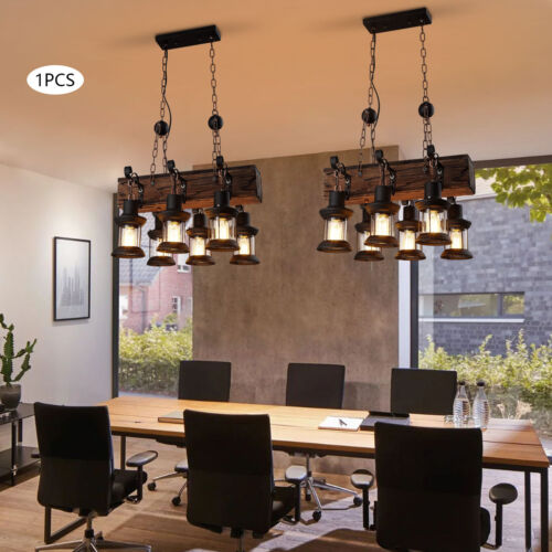 Farmhouse Wood Chandelier Kitchen Island Pendant Light Fixture Ceiling Light