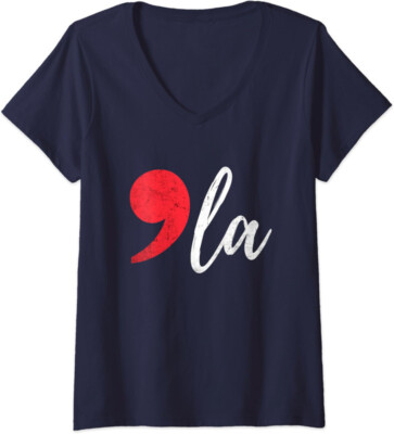 Comma La Harris Funny President Design Elections 2024 Ladies' V-Neck Tshirt