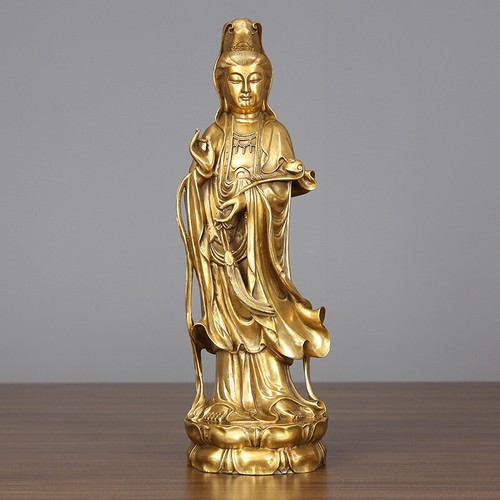Adornos Guanyin de latón artesanías Guanyin Bodhisattva Buda estatua bronce - Imagen 5 de 15