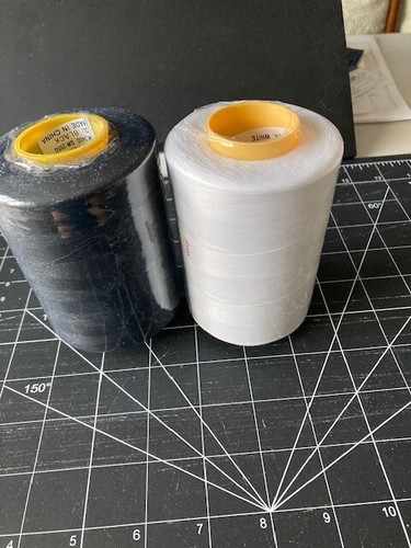 2 Spools 100% Polyester Thread 1 Black 1 White T27 6000 yd Cones - Picture 2 of 4