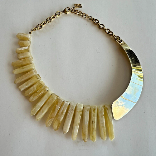 BCBG Maxazaria Gold Tone Statement Chocker Collar Necklace Bold High Fashion - Picture 2 of 9