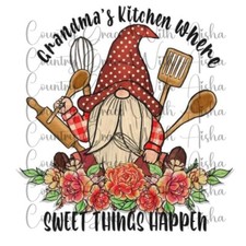 Sublimation Transfer Print Grandma Kitchen Gnome Ready to Press Heat Transfer