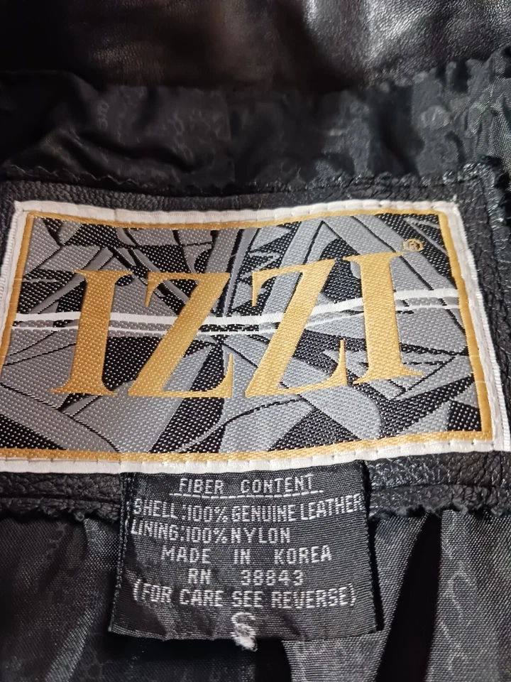 复古 Izzi 100% 皮革黑色大衣女式 S 码软壳夹克 — 第 3/4 张图片