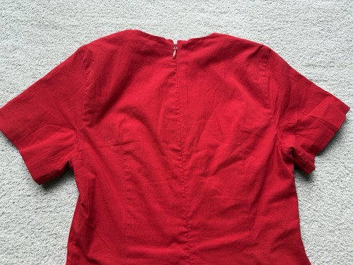 Abercrombie & Fitch A&F Short Sleeve Stretch Mini Dress Square Neck Vivid Red S - Picture 9 of 11