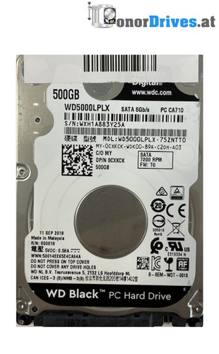 Western Digital WD5000LPLX-75ZNTT0 - 500 GB - SATA- PCB 2060-800018-001 Rev. P1*