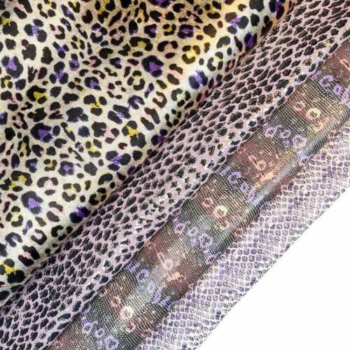 Purple Leather Hides 3 - 6 sqft Leopard Print Leather Snake Print 1364 0.7-1.0mm - Picture 1 of 10