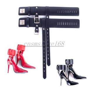 New Locking Leather Ankle Belts Restraint cuffs Fixed to High Heel Shoes straps