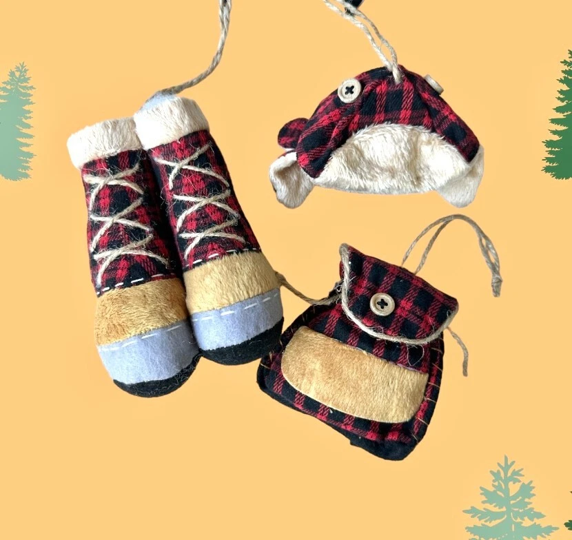Camping Clothes Ornaments - Boots Backpack Hat Hiking Cabin Snow Ski Doll Mens