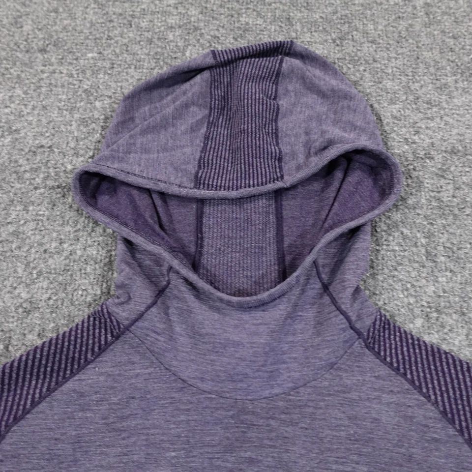 Adidas Hoodie Women S Purple Climaheat Thumbholes Lightweight Running wool 13760 - Image 2 of 4