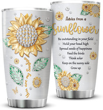 Advice from a Sunflower Tumbler Jewelry Style Metal Background Insulated...