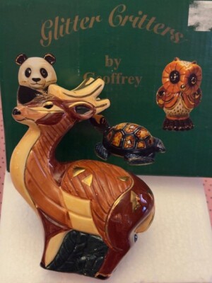 Glitter Critters By Geoffrey DEER  Figure in Box 2002 New Old Stock -