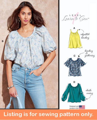 SEWING PATTERN Women Clothes Clothing Peasant Top Boho Shirt Tank Plus Size 8256 - Afbeelding 1 van 3