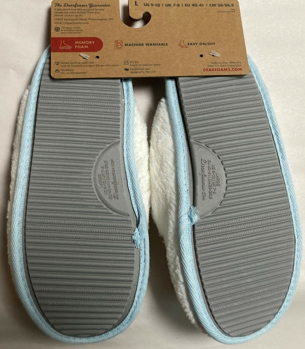 NEW DEARFOAMS MEMORY FOAM WHITE BRIDE TO BE SLIPPERS SIZE L 9-10