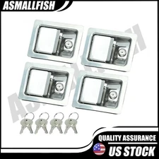5.5"*4.25" 4-Trailer Paddle Door Latch Handle RV Truck Tool Box Lock Steel+Keys