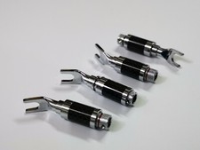 4x HiFi Pure Copper Rhodium Plated Speaker CABLE wire Spade Plug Connector