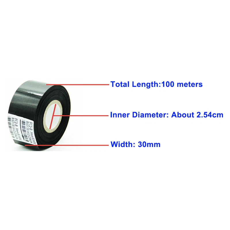 10 rollos de resina de cinta de transferencia térmica de 30 mm x 100 m para máquina impresora codificadora Foto 3 de 4