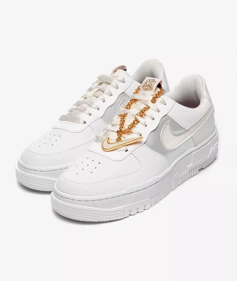 Nike Force 1 Pixel Summit White Gold Chain 38.5 EU / 7.5US / 5 | eBay